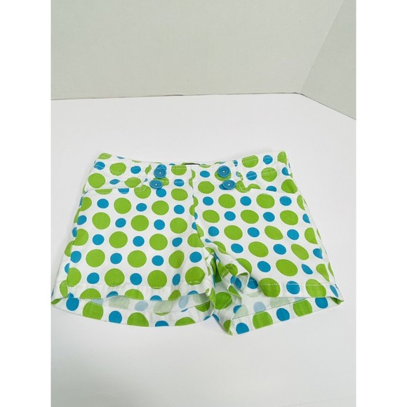 Mini Boden Shorts Size 10Y White W/Blue & Green Polka Dots Side Zipper 4 Pockets - Picture 4 of 14
